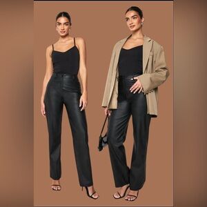 Sofia Vergara Faux Leather Pants Eden Super Hi Rise Straight Leg Black Sz 12 🦋✨